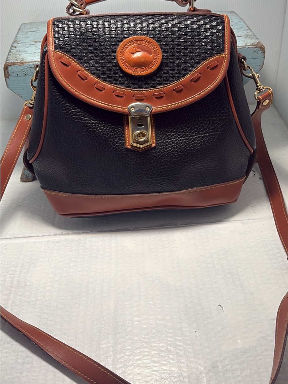 Dooney & Bourke Black & Brown Leather Top-Handle Satchel